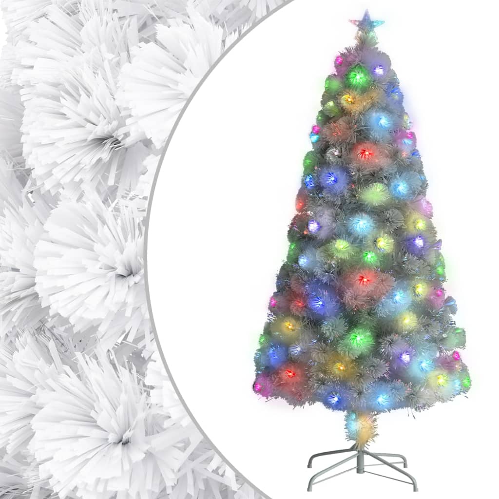 vidaXL Artificial Christmas Tree with LED White 4 ft Fiber Optic