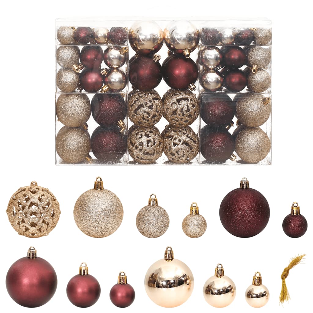vidaXL Christmas Baubles 100 pcs Champagne and Brown 1.2" / 1.6" / 2.4"