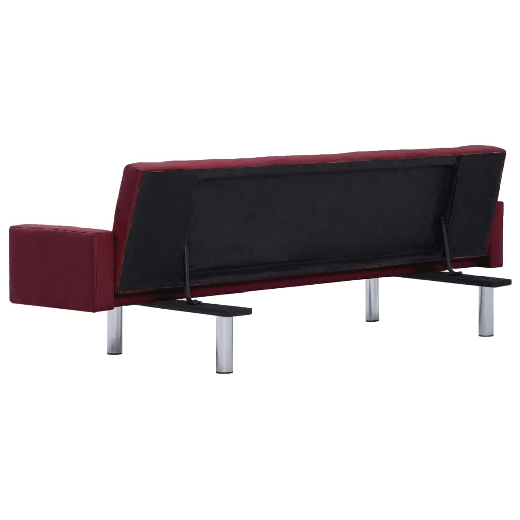 vidaXL Sofa Bed with Armrest Wine Red Fabric