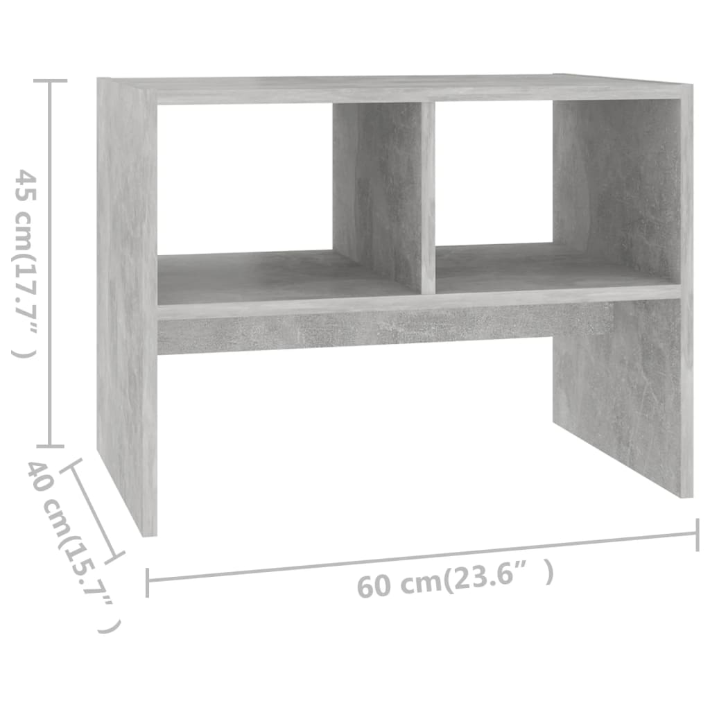 vidaXL Side Table Concrete Gray 23.6"x15.7"x17.7" Engineered Wood