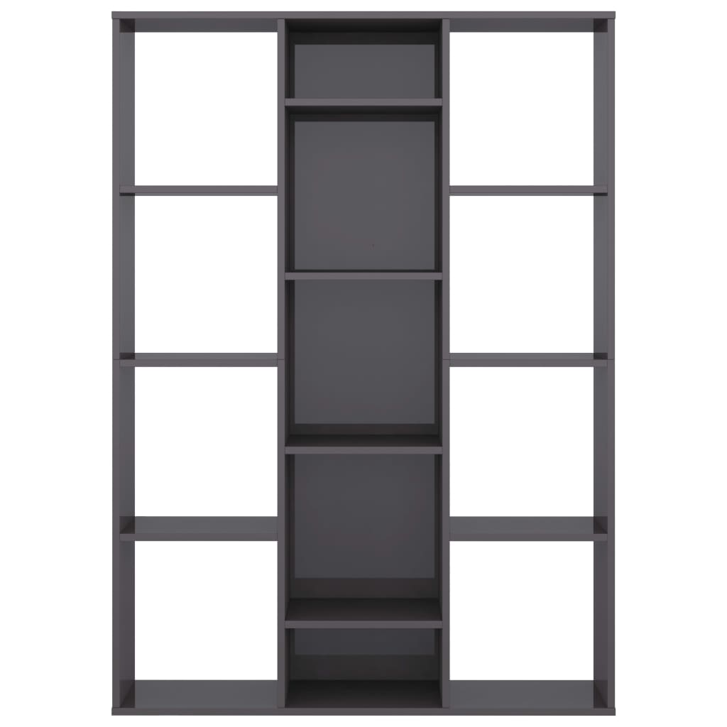 vidaXL Room Divider/Book Cabinet High Gloss Gray 39.4"x9.4"x55.1" Engineered Wood