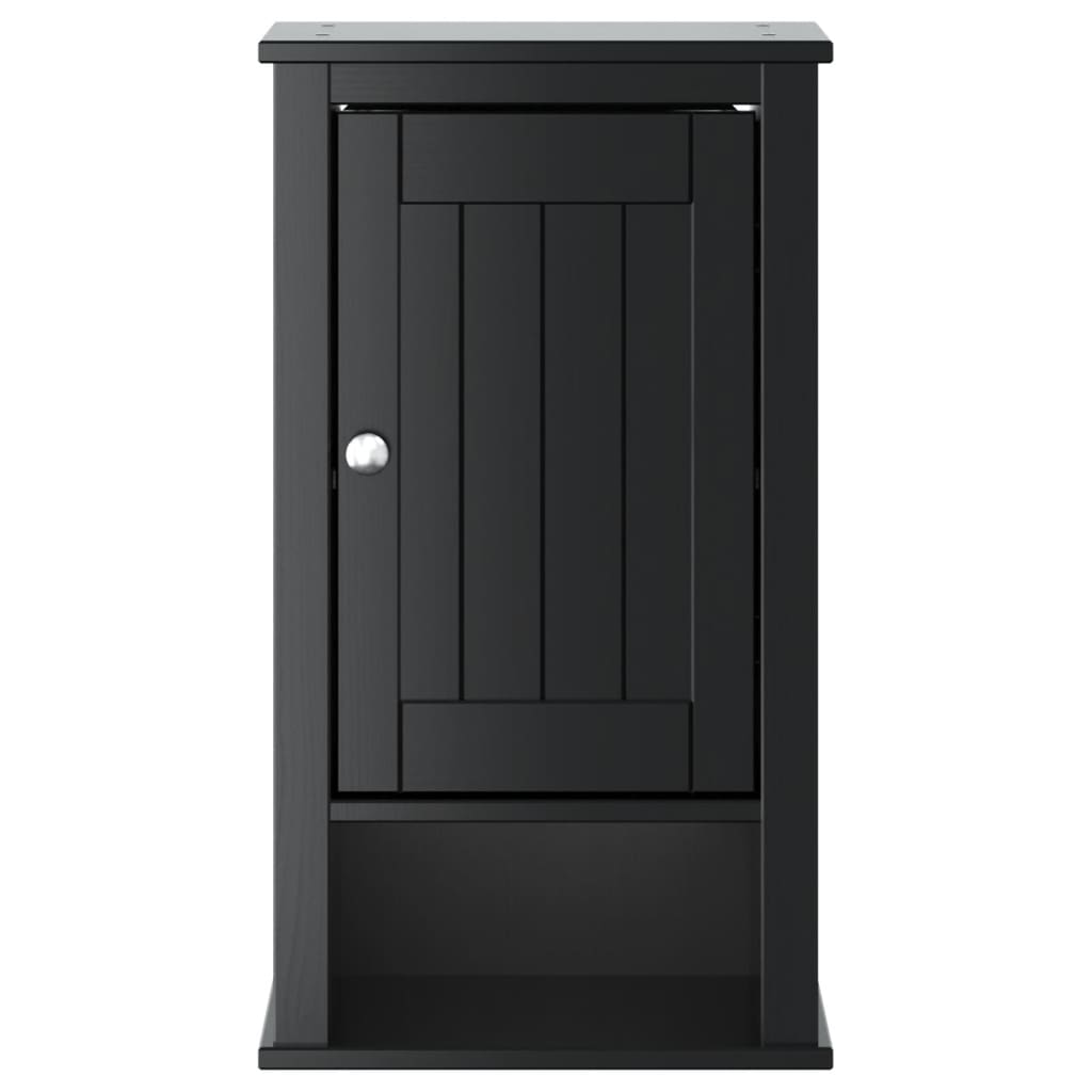 vidaXL Bathroom Wall Cabinet BERG Black 15.7"x10.6"x28.1" Solid Wood Pine