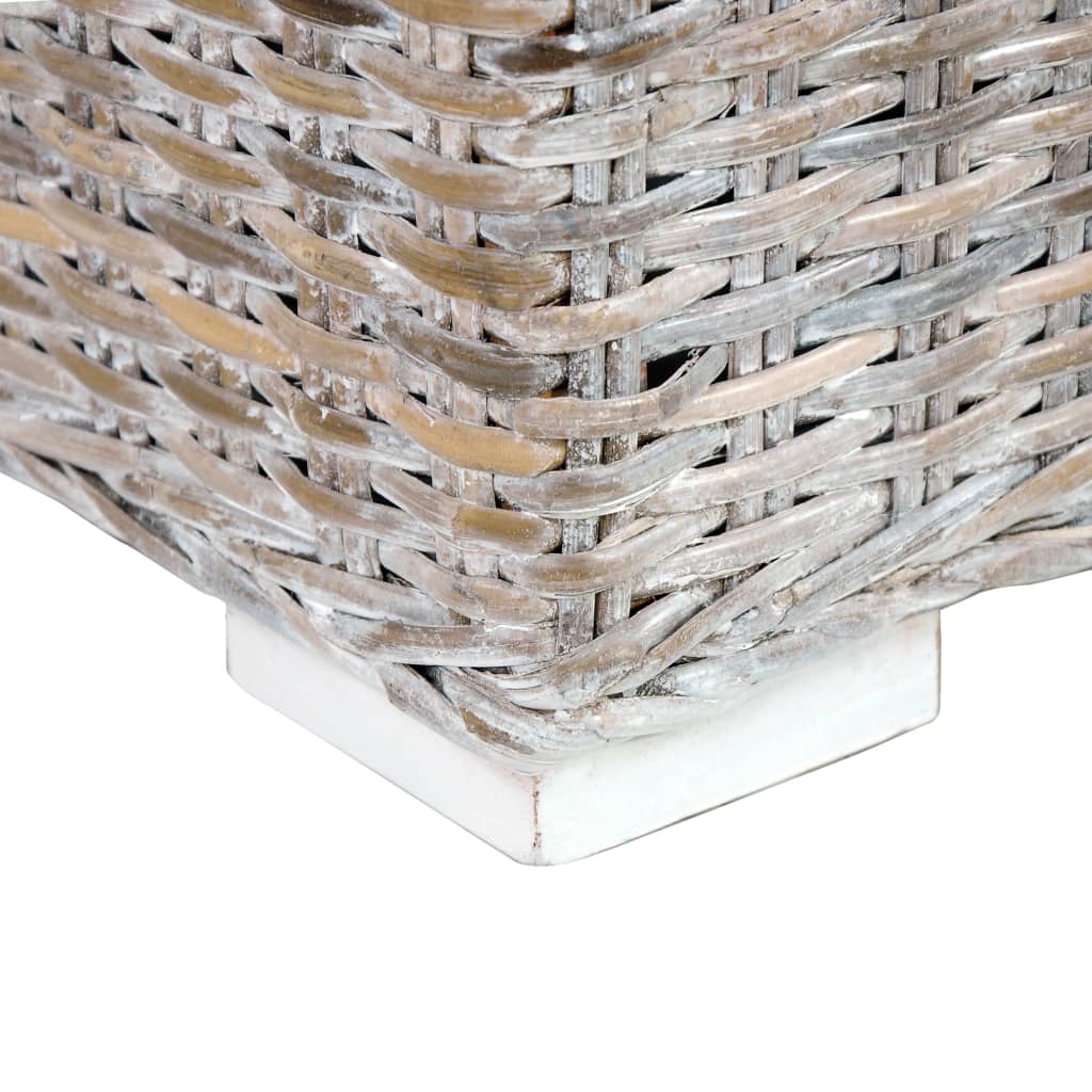 vidaXL Storage Box 47.2" White Kubu Rattan and Solid Mango Wood