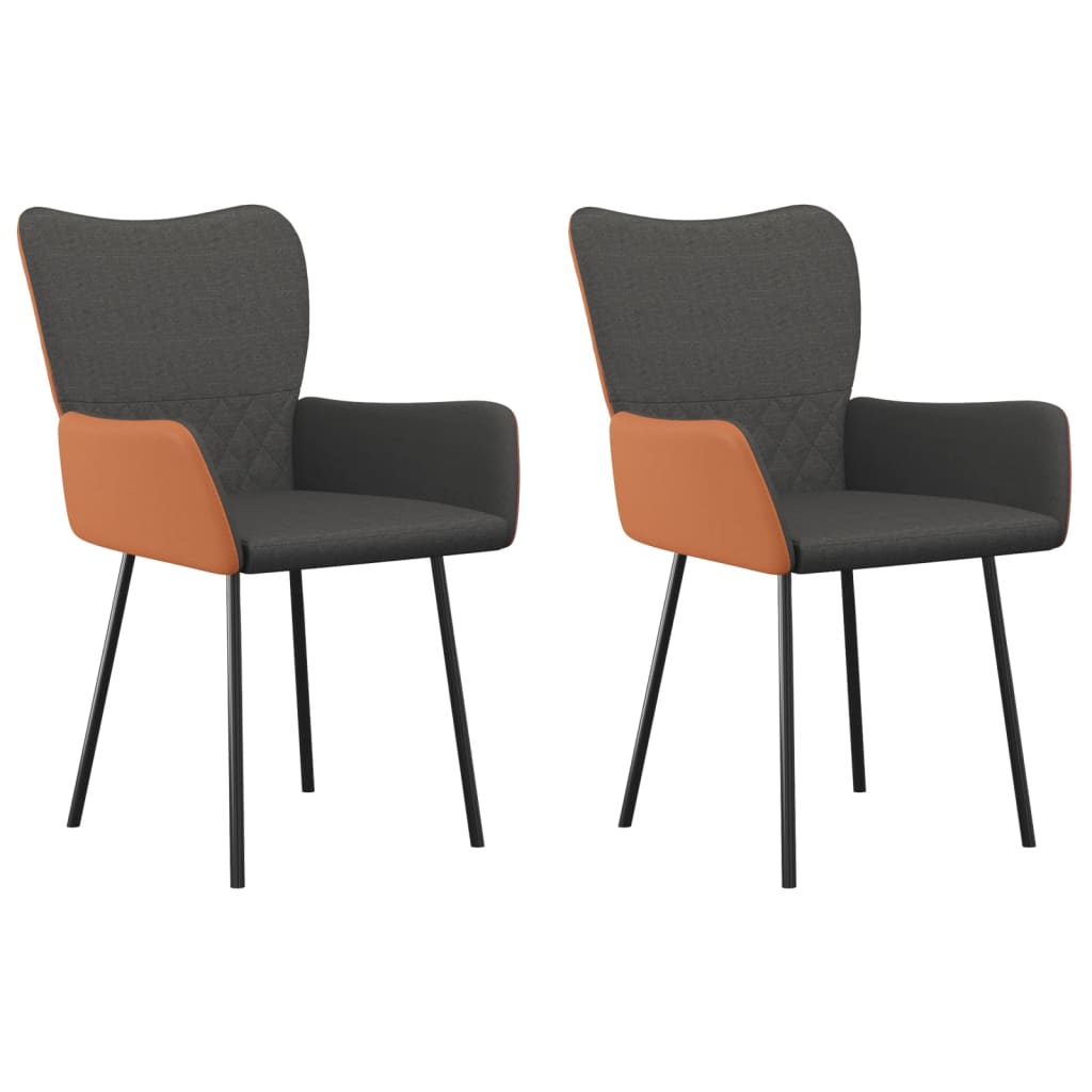 vidaXL Dining Chairs 2 pcs Dark Gray Fabric and Faux Leather