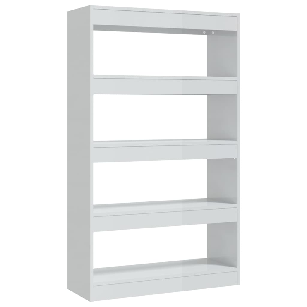 vidaXL Book Cabinet/Room Divider High Gloss White 31.5"x11.8"x53.1" Engineered Wood