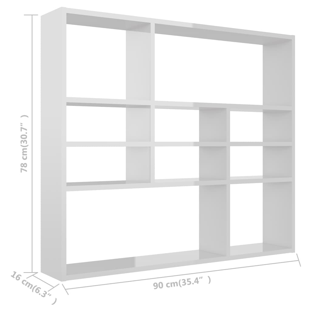 vidaXL Wall Shelf High Gloss White 35.4"x6.3"x30.7" Chipboard