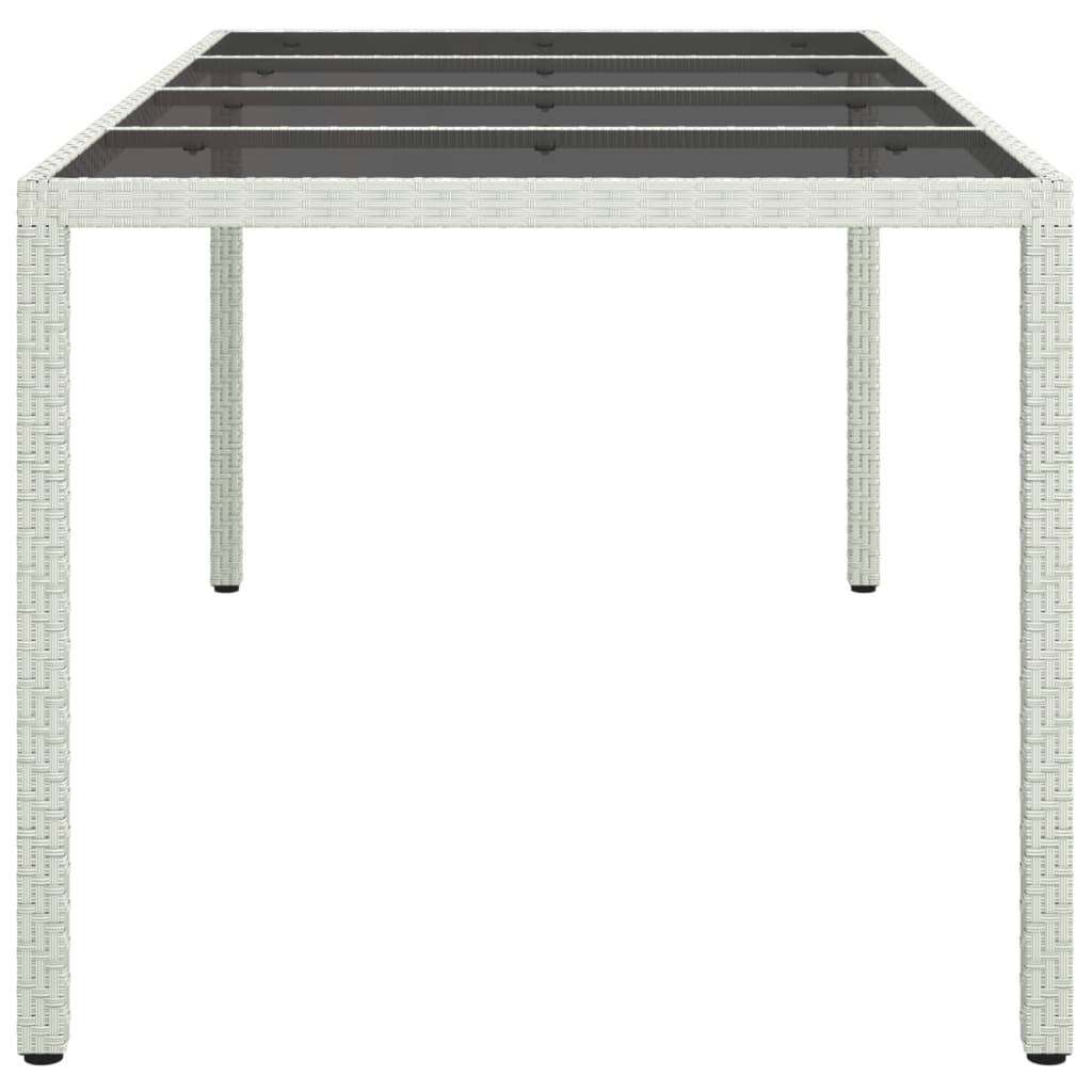 vidaXL Patio Table White 74.8"x35.4"x29.5" Tempered Glass and Poly Rattan