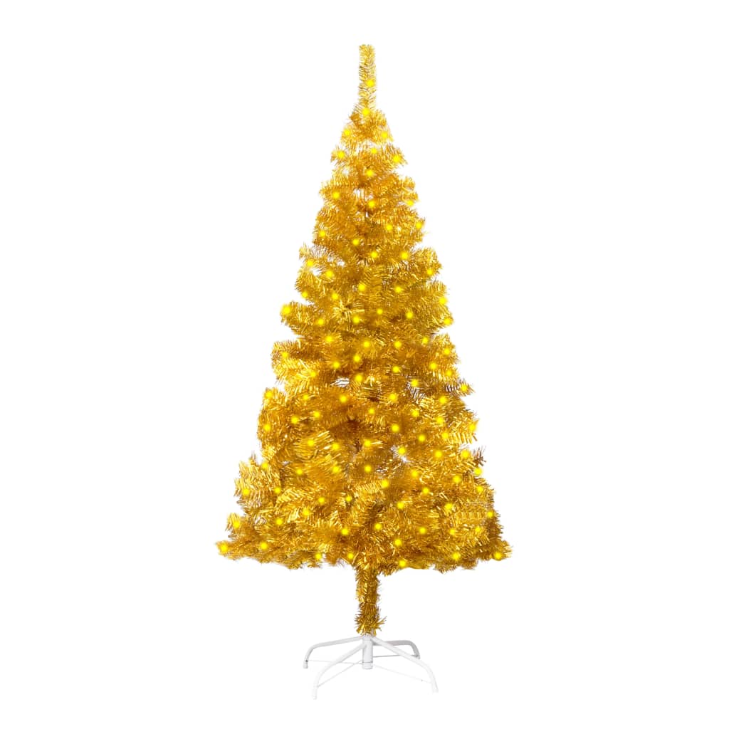 vidaXL Artificial Pre-lit Christmas Tree with Stand Gold 59.1" PET