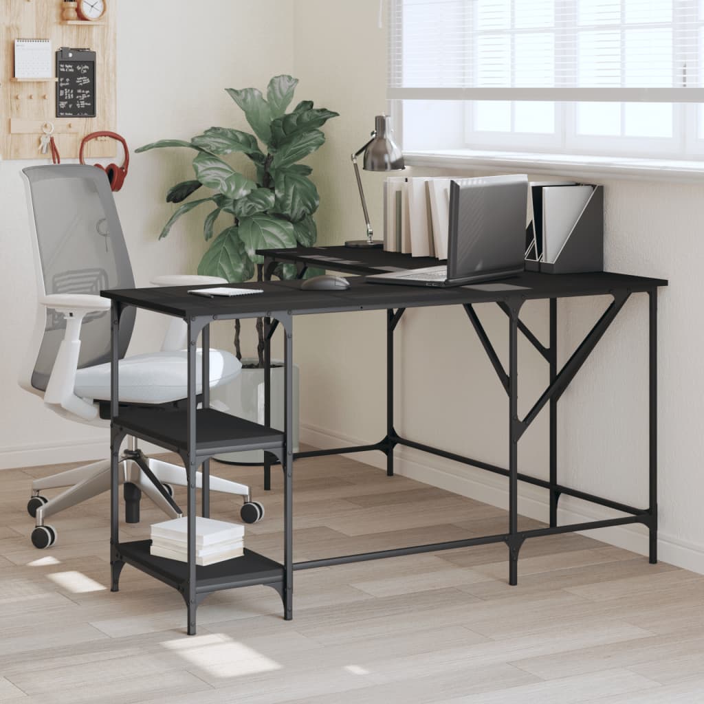 vidaXL Desk Black 54.7"x54.7"x29.5" Engineered Wood
