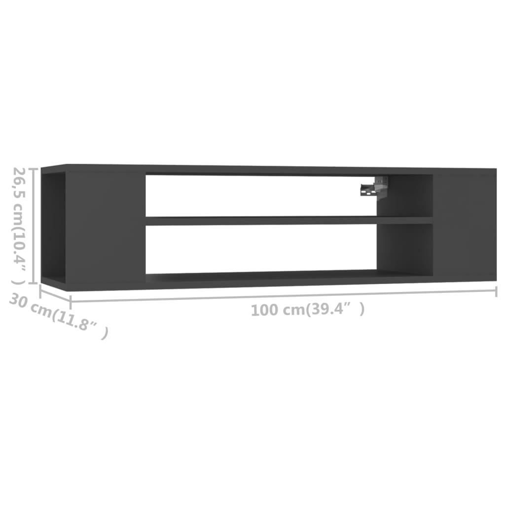 vidaXL Hanging TV Cabinet Gray 39.4"x12"x10.4" Chipboard
