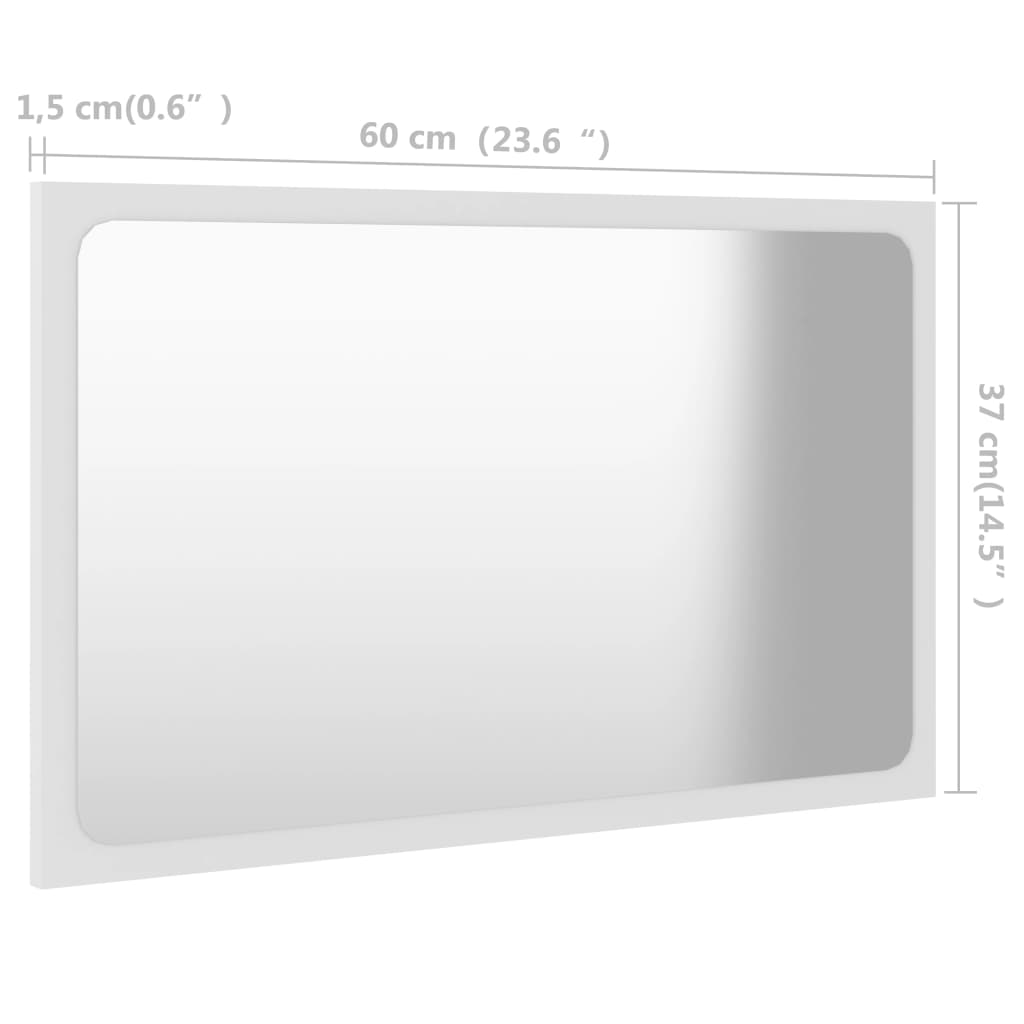 vidaXL Bathroom Mirror White 23.6"x0.6"x14.6" Chipboard