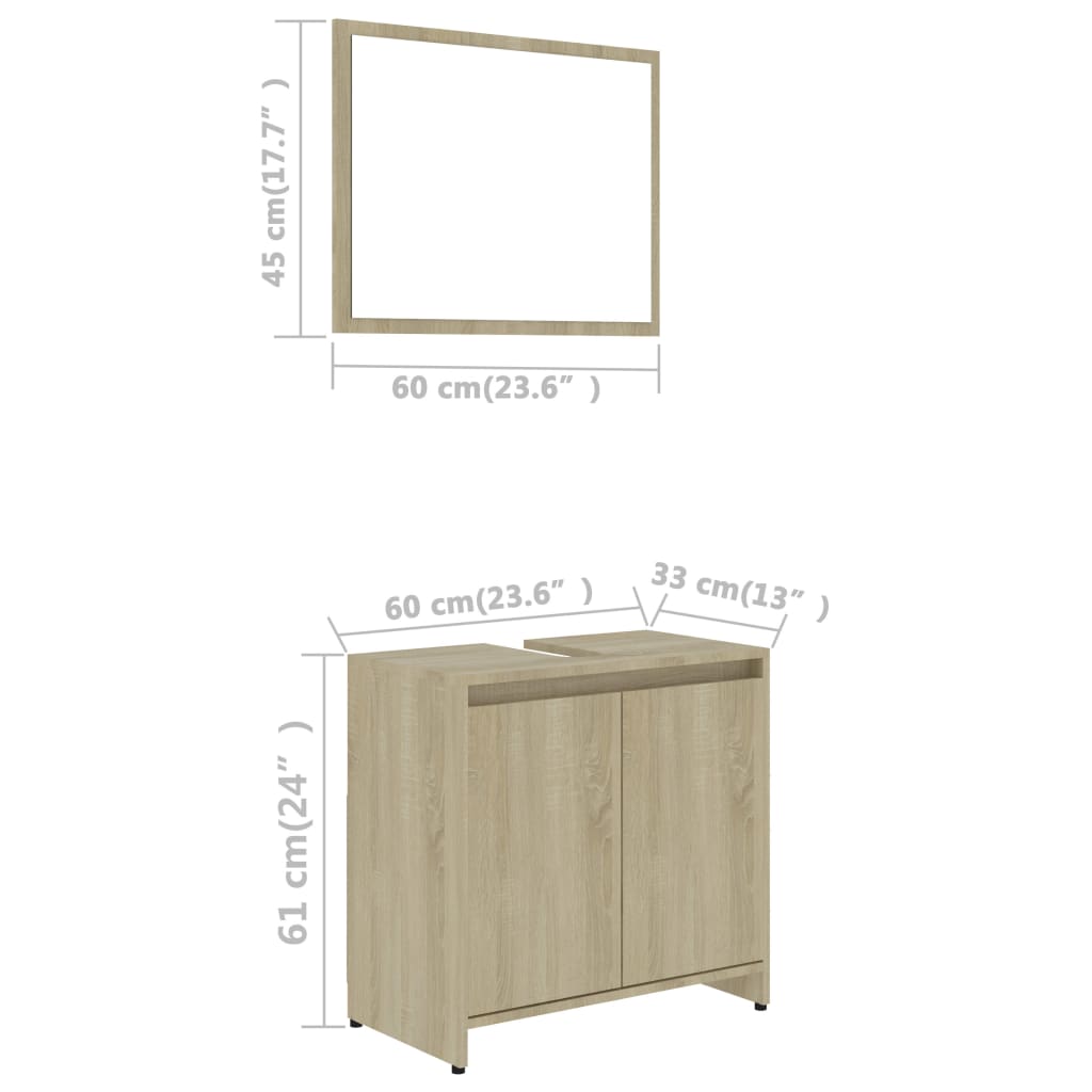 vidaXL Bathroom Furniture Set Sonoma Oak Engineered Wood