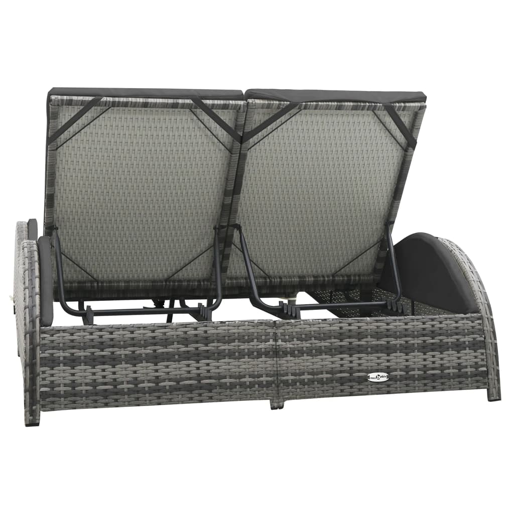 vidaXL Double Sun Lounger with Cushion Poly Rattan Anthracite