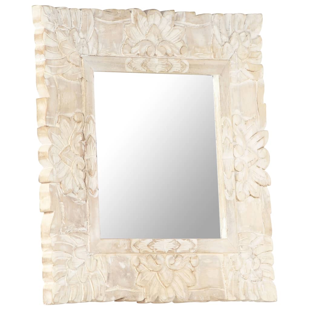 vidaXL Mirror White 19.7"x19.7" Solid Mango Wood