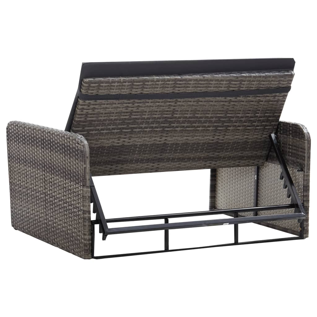 vidaXL 2 Piece Patio Lounge Set with Cushions Poly Rattan Gray