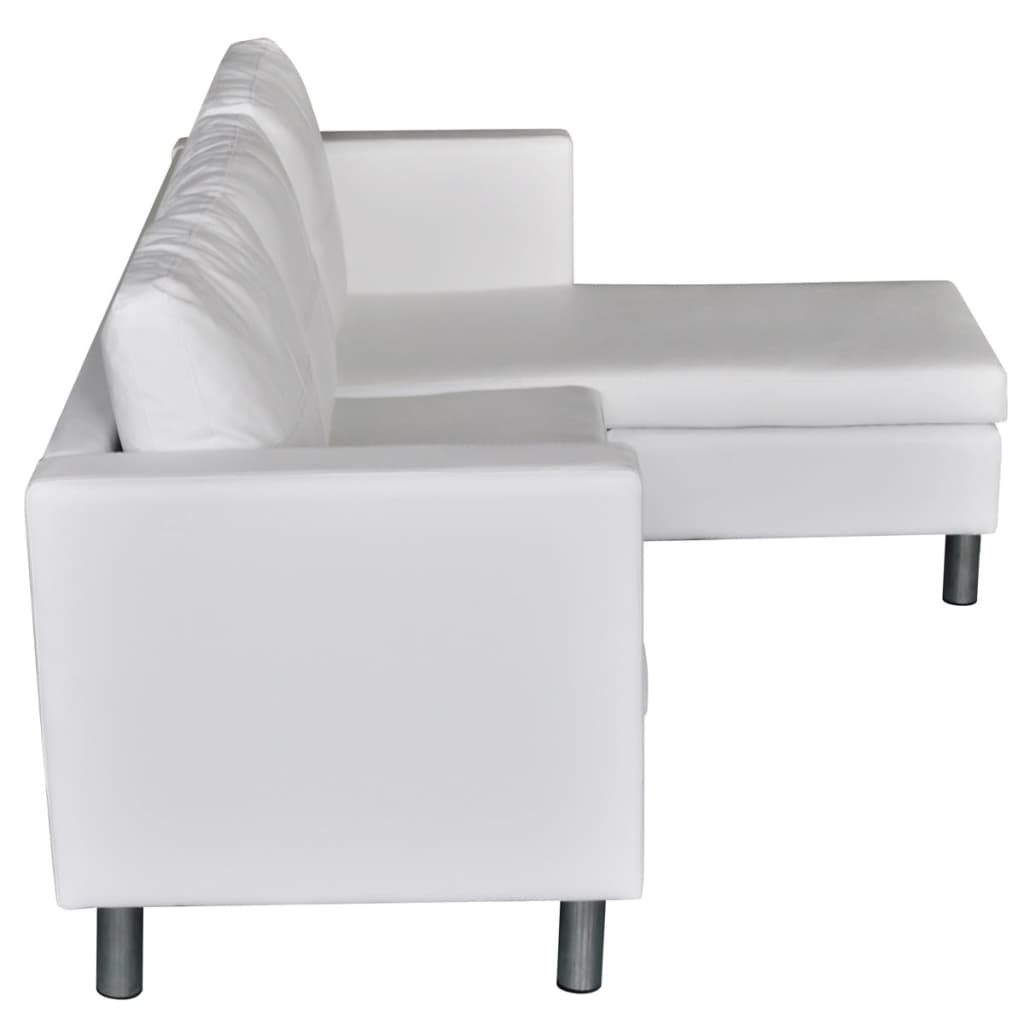 vidaXL Sectional Sofa 3-Seater Artificial Leather White