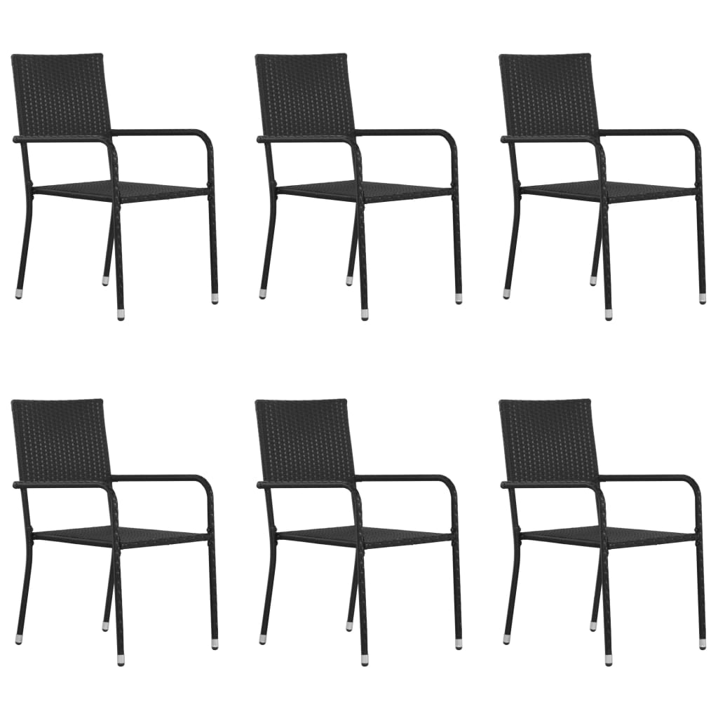 vidaXL Patio Dining Chairs 6 pcs Poly Rattan Black