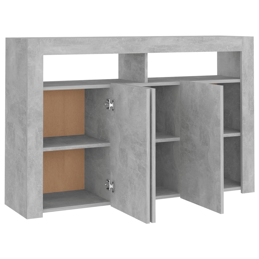 vidaXL Sideboard with LED Lights Concrete Gray 45.5"x11.8"x29.5"