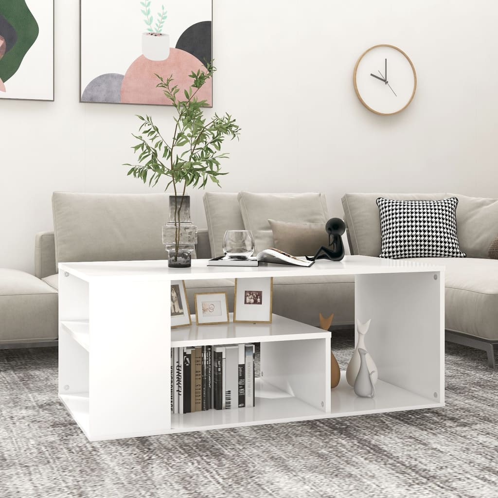vidaXL Coffee Table White 39.4"x19.7"x15.7" Engineered Wood