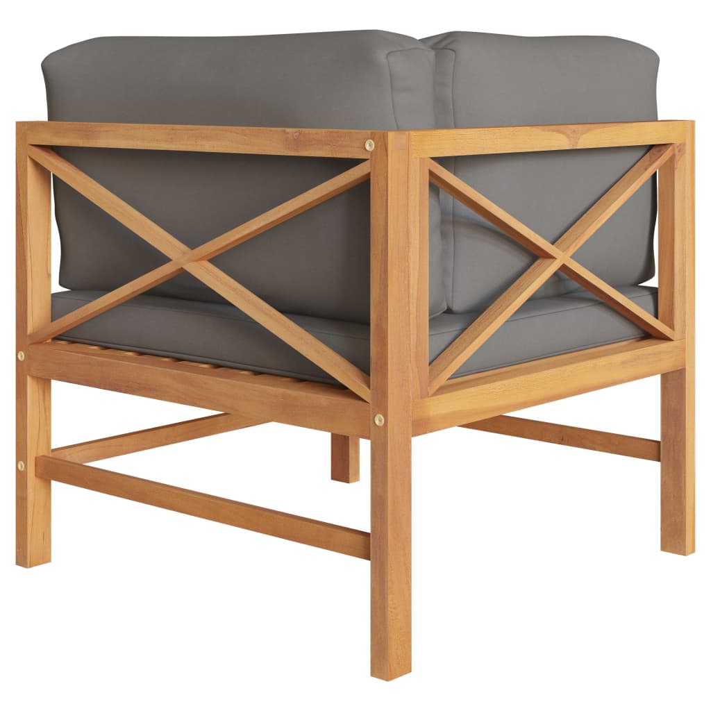 vidaXL Corner Sofa with Dark Gray Cushions Solid Teak Wood