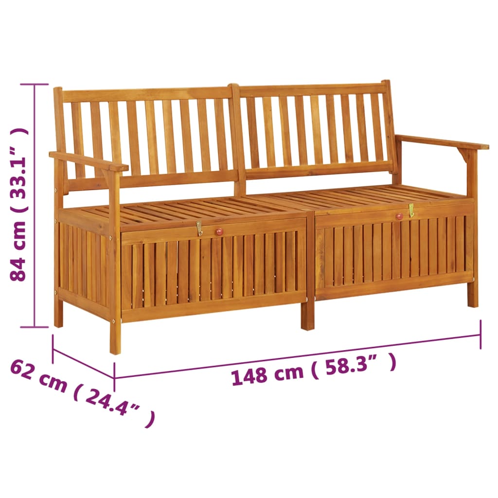 vidaXL Storage Bench 58.3" Solid Wood Acacia