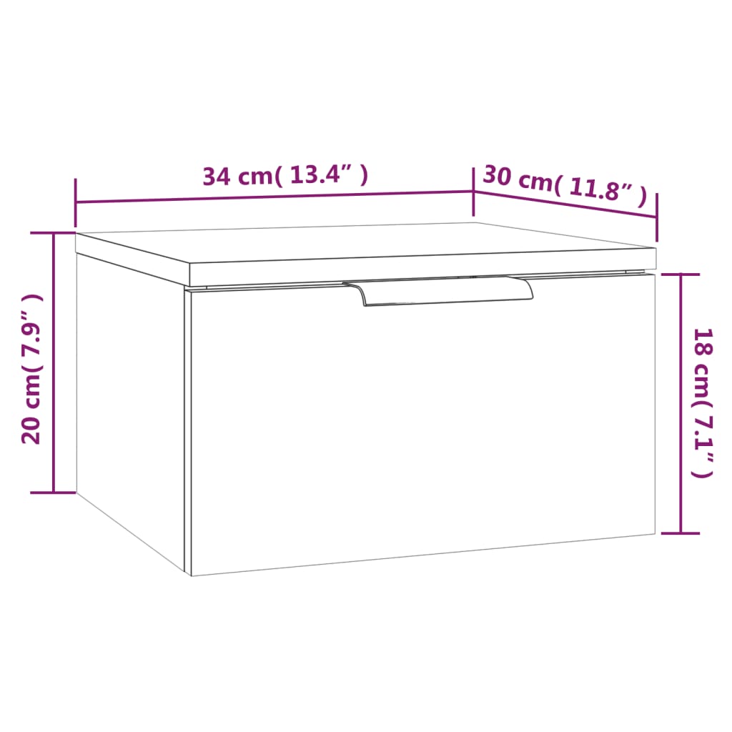 vidaXL Wall-mounted Bedside Cabinets 2 pcs 13.4"x11.8"x7.9" High Gloss White
