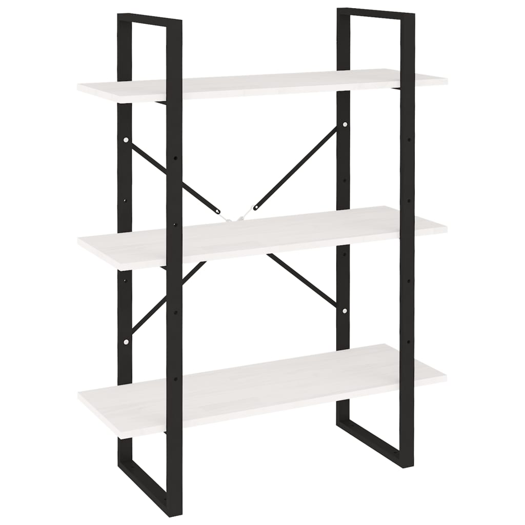 vidaXL 3-Tier Book Cabinet White 31.5"x11.8"x41.3" Solid Pine Wood