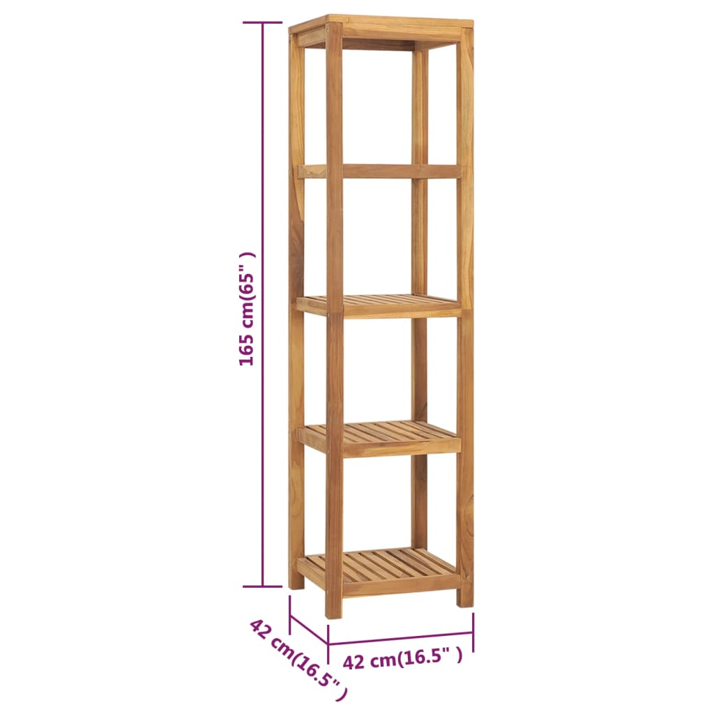 vidaXL 4-Tier Bathroom Storage Rack Solid Wood Teak 16.5"x16.5"x65"