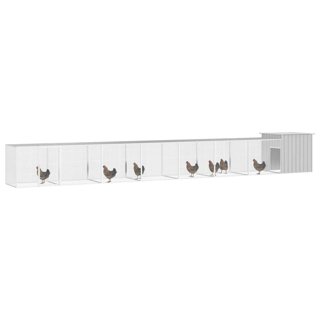 vidaXL Chicken Cage Gray 275.6"x35.8"x39.4" Galvanized Steel