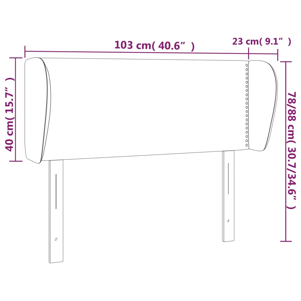 vidaXL Headboard with Ears White 40.6"x9.1"x30.7"/34.6" Faux Leather