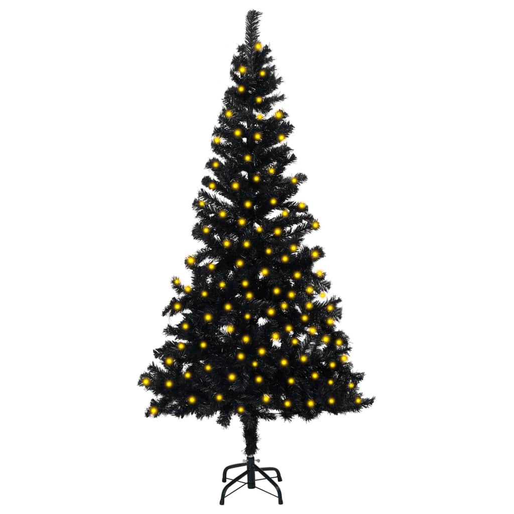 vidaXL Artificial Pre-lit Christmas Tree with Stand Black 59.1" PVC