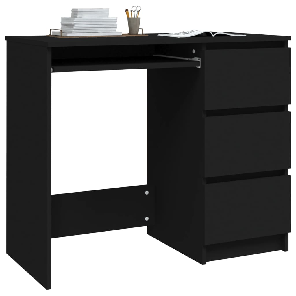 vidaXL Desk Black 35.4"x17.7"x29.9" Engineered Wood