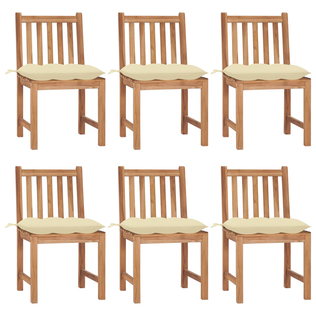 vidaXL Patio Chairs 6 pcs with Cushions Solid Teak Wood