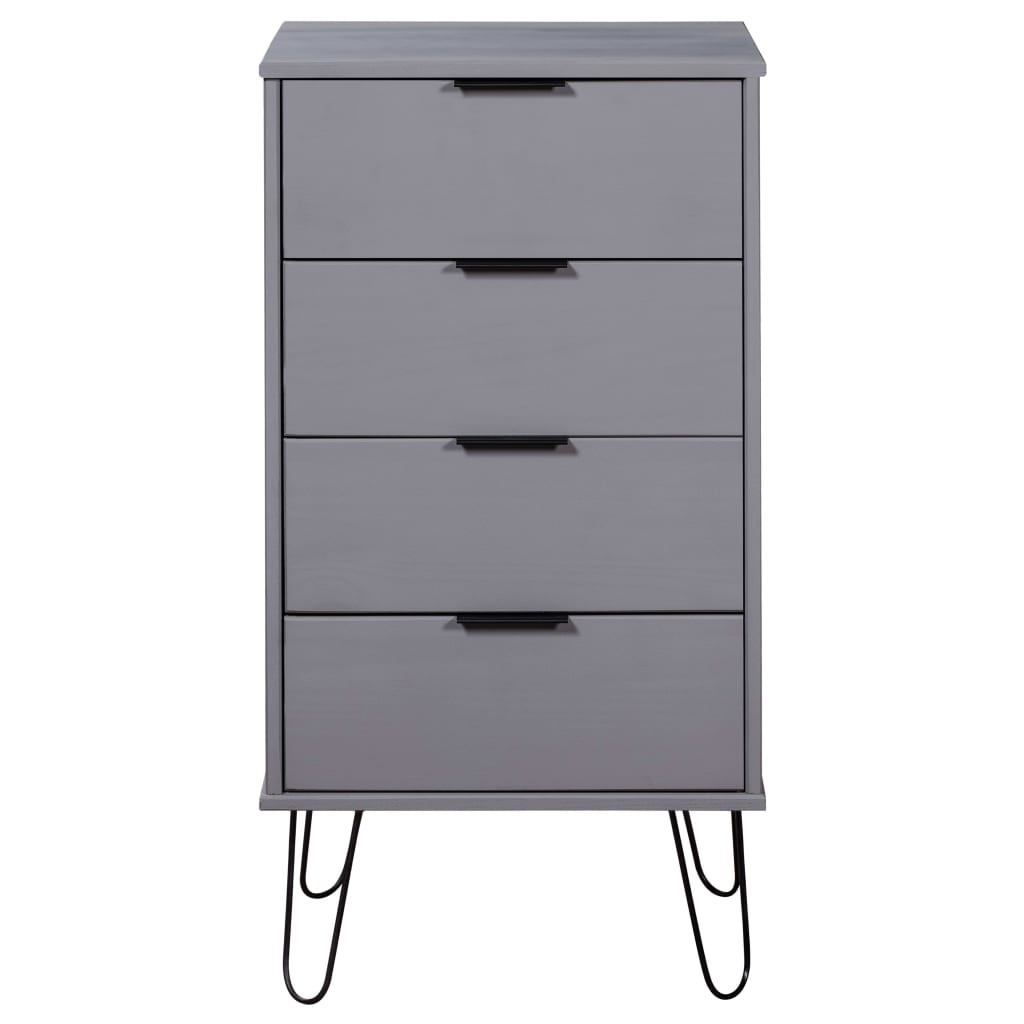 vidaXL Drawer Cabinet Gray 17.7"x15.6"x35.6" Solid Pine Wood