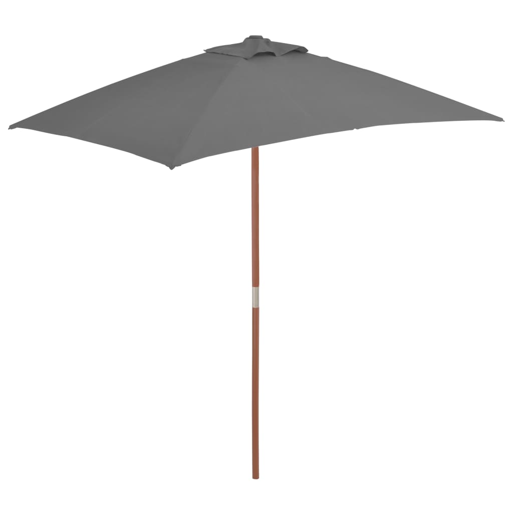 vidaXL Outdoor Parasol with Wooden Pole 59.1"x78.7" Anthracite