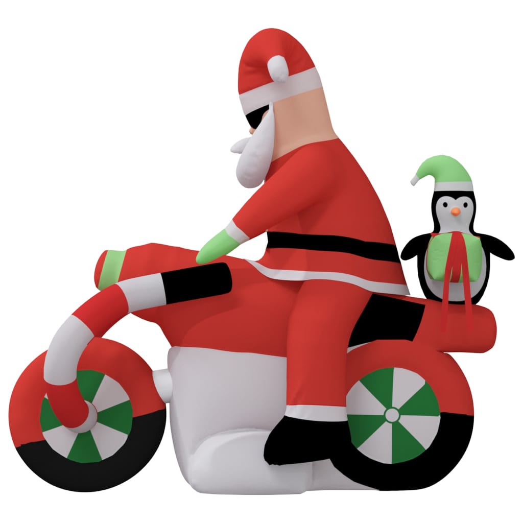 vidaXL Christmas Inflatable Santa on Motorcycle LED 62.2"
