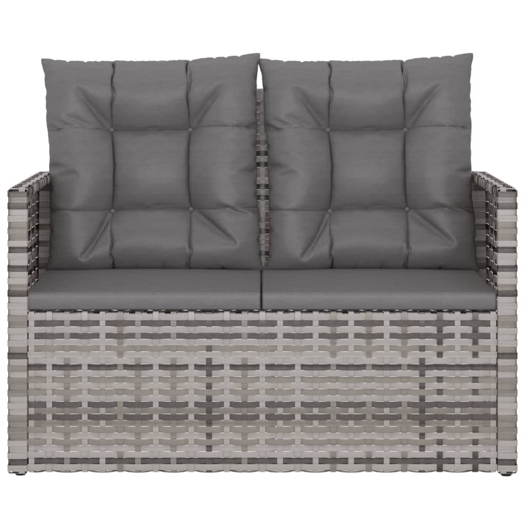 vidaXL Patio Bench with Cushions Gray 41.3" Poly Rattan