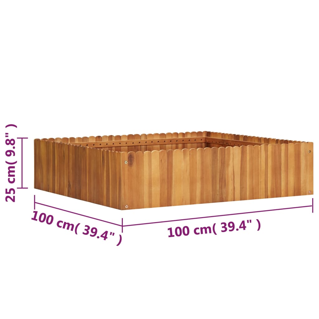 vidaXL Garden Raised Bed 39.3"x39.3"x9.8" Solid Acacia Wood