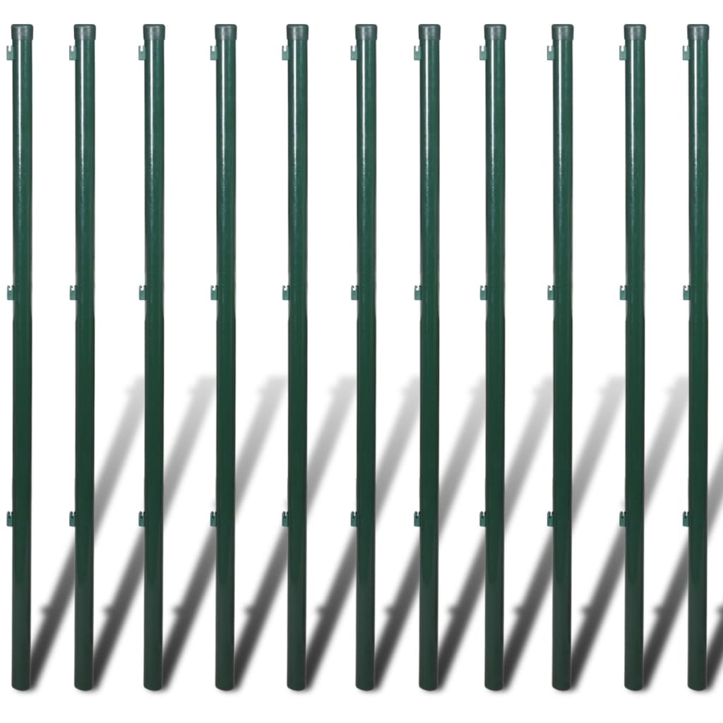 vidaXL Chain Link Fence with Posts Steel 2' 7" x 82' Green