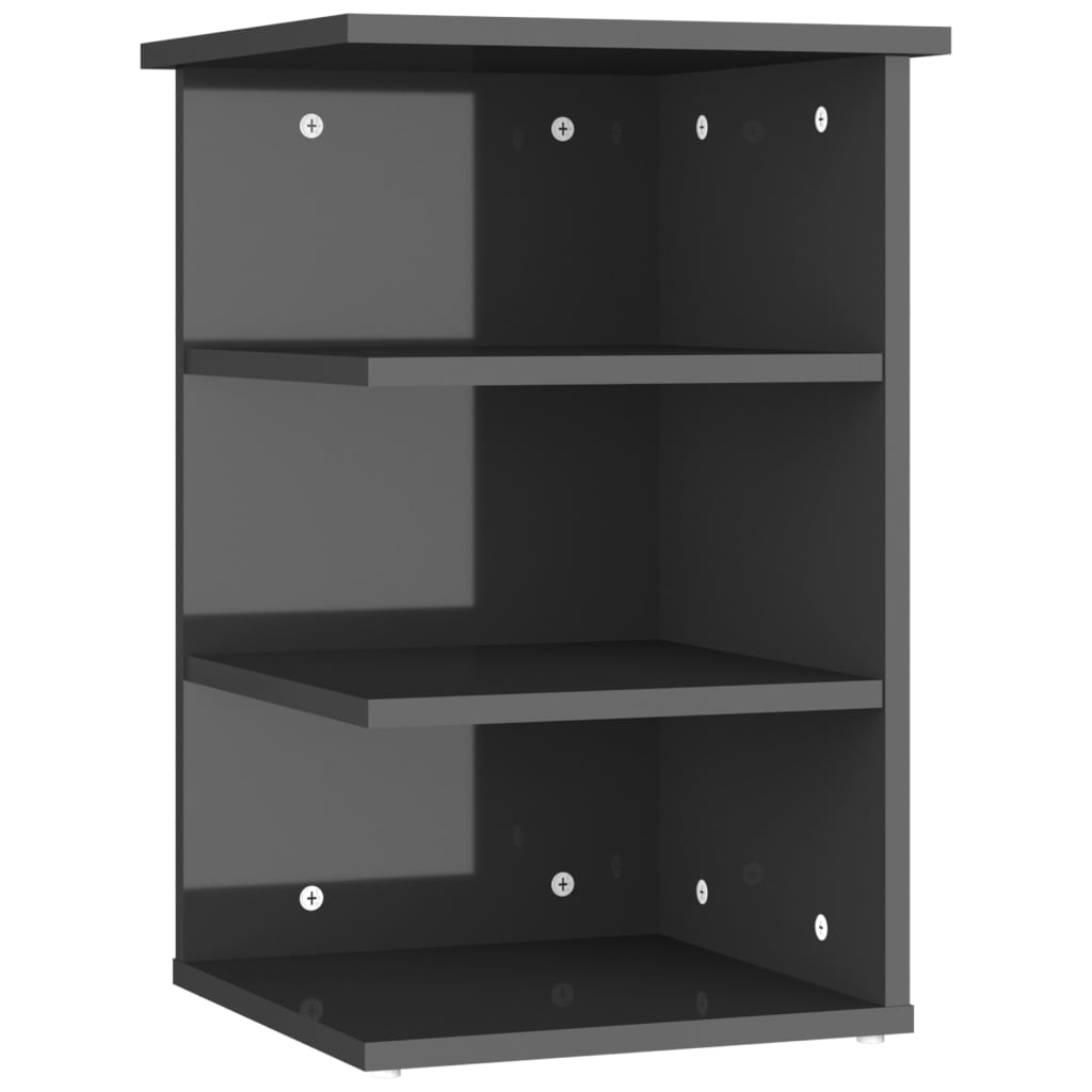 vidaXL Side Cabinet High Gloss Gray 13.8"x13.8"x21.7" Engineered Wood