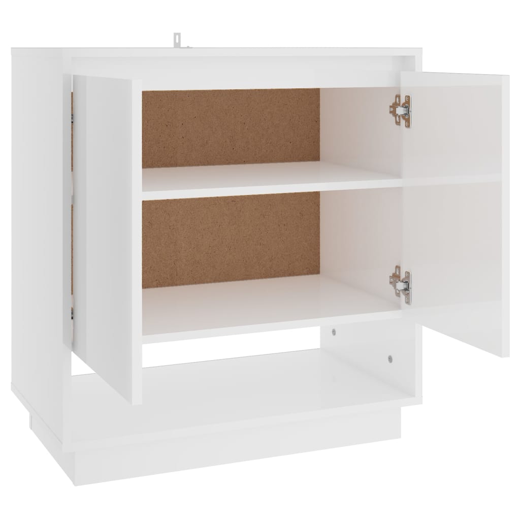 vidaXL Sideboard High Gloss White 27.6"x16.1"x29.5" Engineered Wood