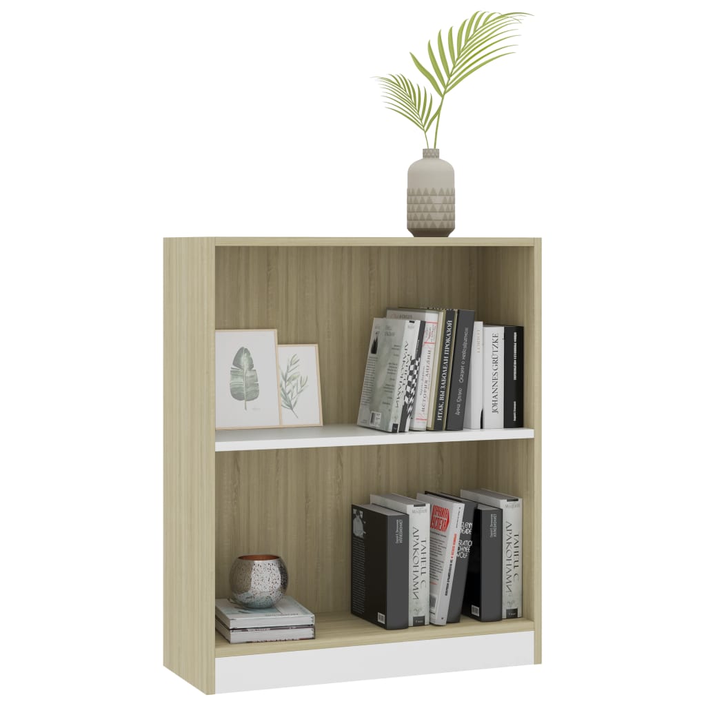 vidaXL Bookshelf White and Sonoma Oak 23.6"x9.4"x29.3" Chipboard