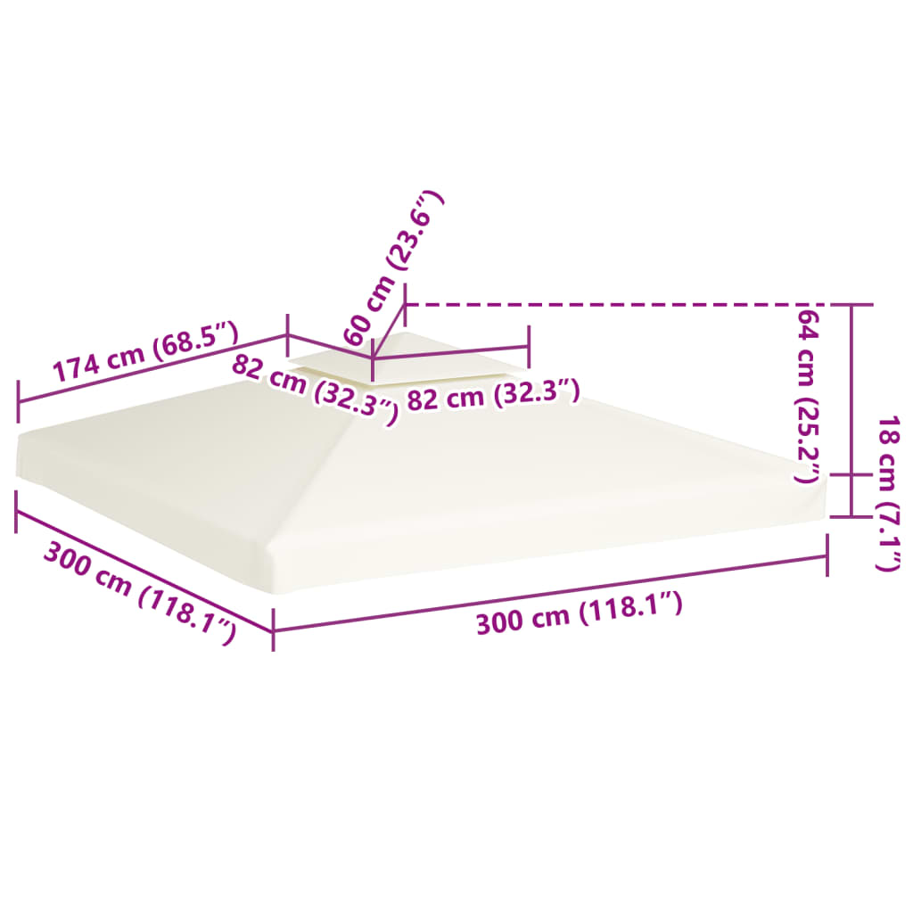 vidaXL Gazebo Cover Canopy Replacement 1 oz/ft² Cream White 9.8'x9.8'