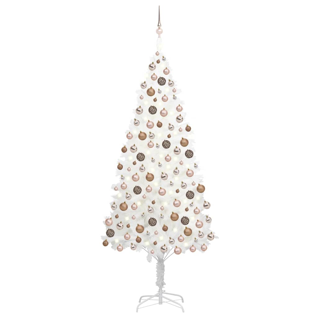 vidaXL Artificial Christmas Tree with LEDs&Ball Set White 94.5"