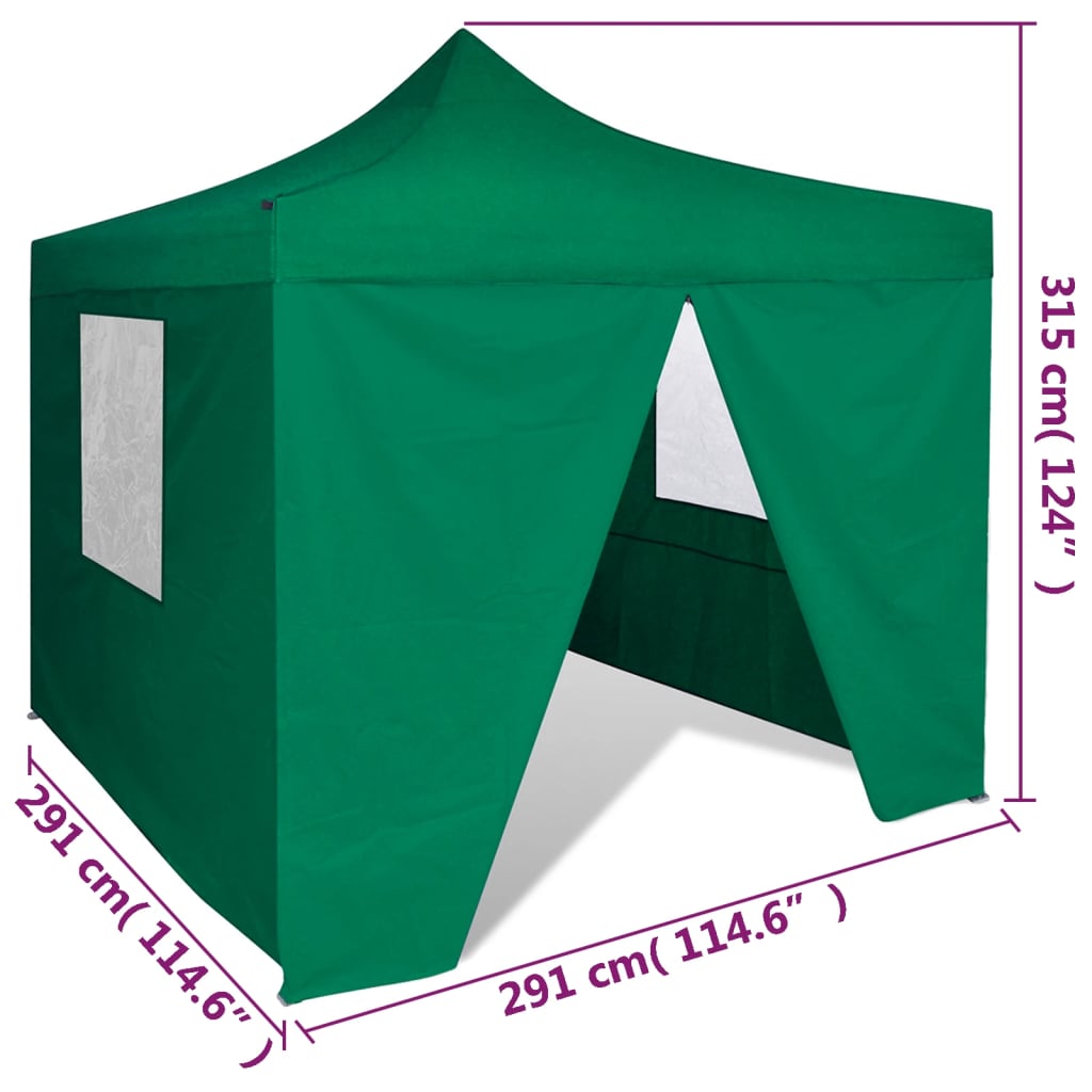 vidaXL Green Foldable Tent 9.8'x9.8' with 4 Walls