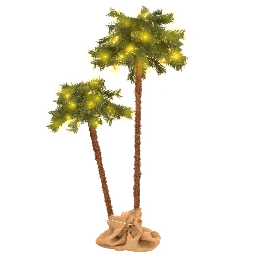 vidaXL Artificial Double Palm Tree with LEDs 41.3"&70.9"