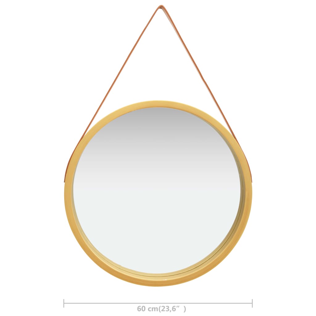 vidaXL Wall Mirror with Strap 23.6" Gold