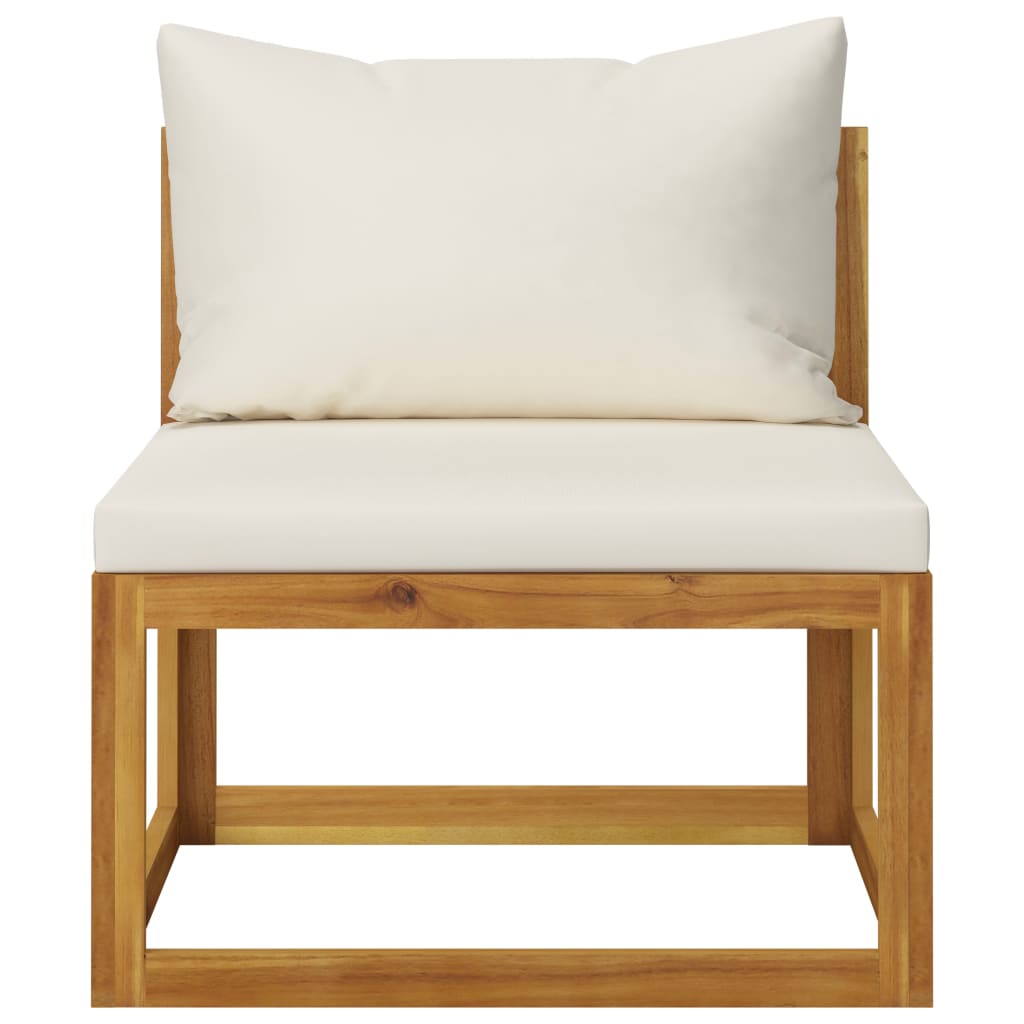 vidaXL 7 Piece Patio Lounge Set with Cushion Cream Solid Acacia Wood
