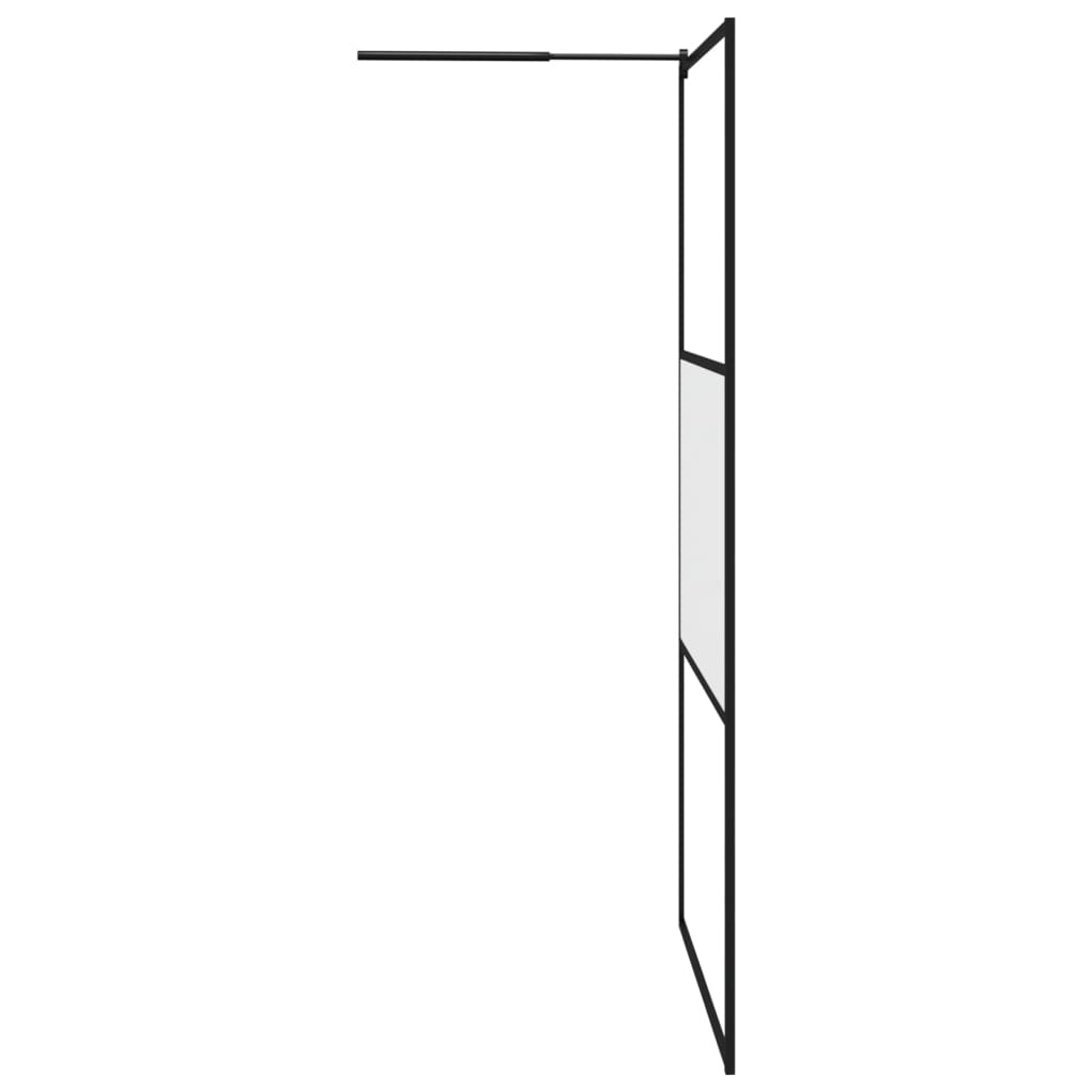 vidaXL Walk-in Shower Wall with Shelf Black 45.3"x76.8" ESG Glass&Aluminum