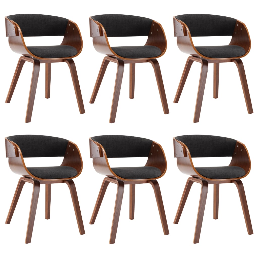 vidaXL Dining Chairs 6 pcs Gray Bent Wood and Fabric
